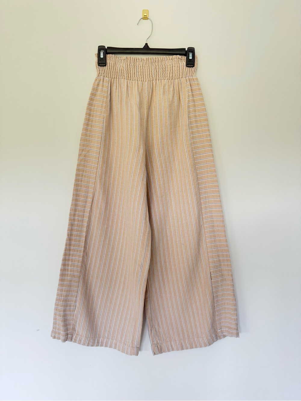 Heroes & Dreamers Wide-Leg Striped Elastic Waist Pants - Beige XS